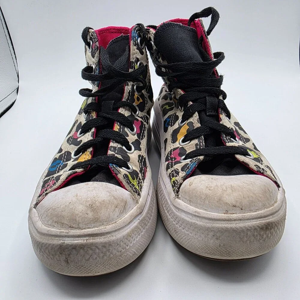 Converse Move Hi Girls Size 2 Egret Prime Pink Black Platform Shoes Walking